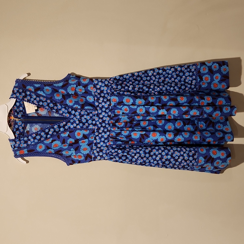 kate spade Blue Mixed Floral Sleeveless Fit-and-Flare Dress - Picture 7 of 16
